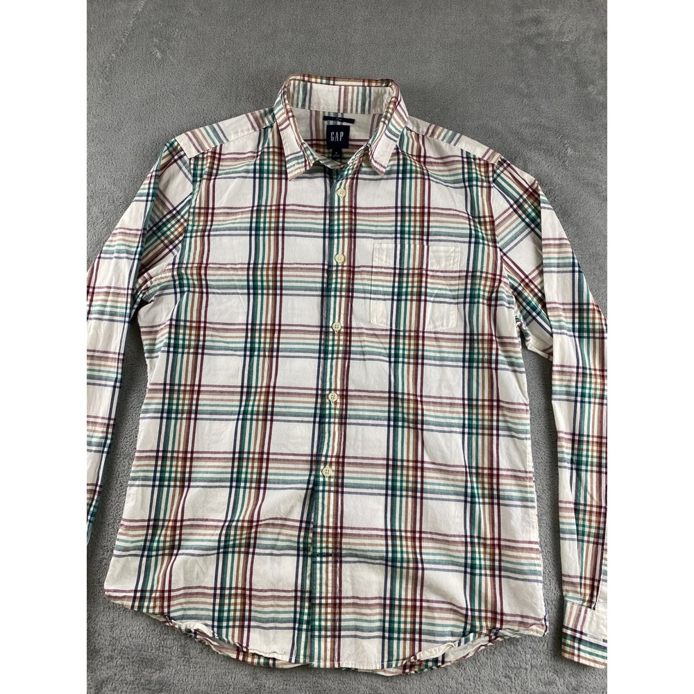 GAP Men Slim Fit Plaid Button Down Shirt Long Sleeve Casual Size M - Picture 2 of 10